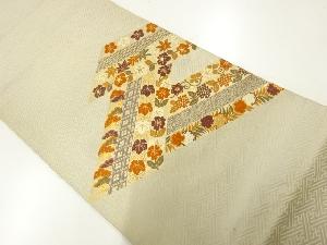 アンティーク　檜垣に花古典柄模様織出し袋帯（材料）